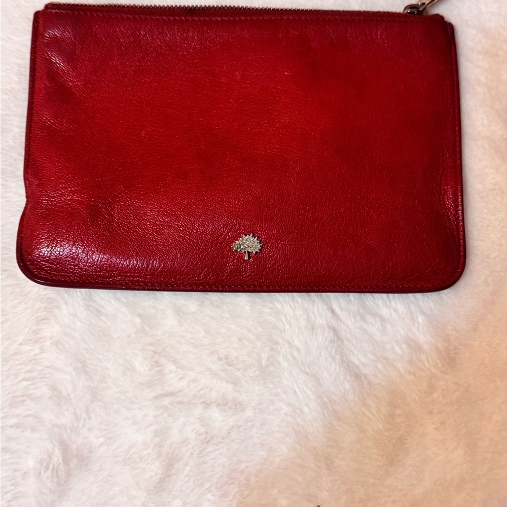 Mulberry Cherry Red Leather Wristlet